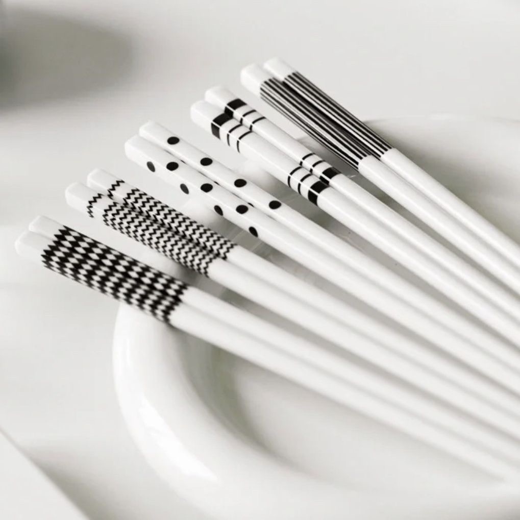 White and black chopsticks